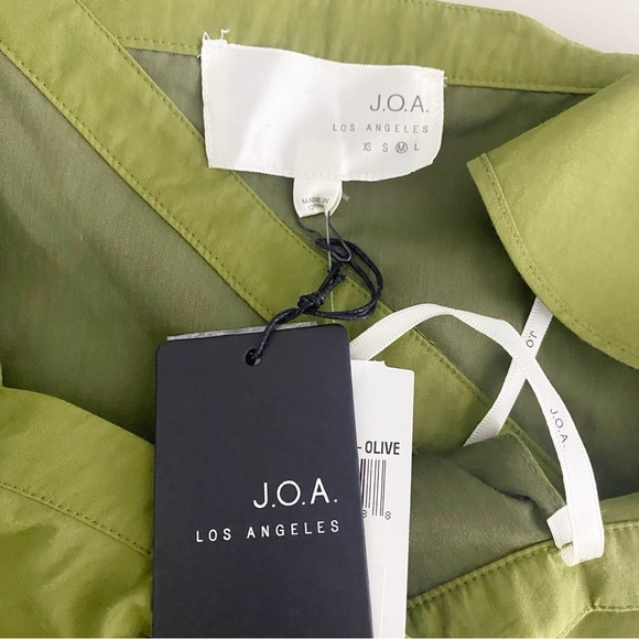 NEW JOA Off Shoulder Ruffle Dress Medium Olive Green BC5850 NWT - Picture 7 of 12